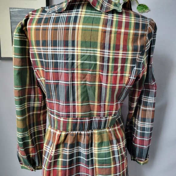 J. Crew Lia Plaid Ruffle Peplum Blouse Green Red 8 - Picture 11 of 14